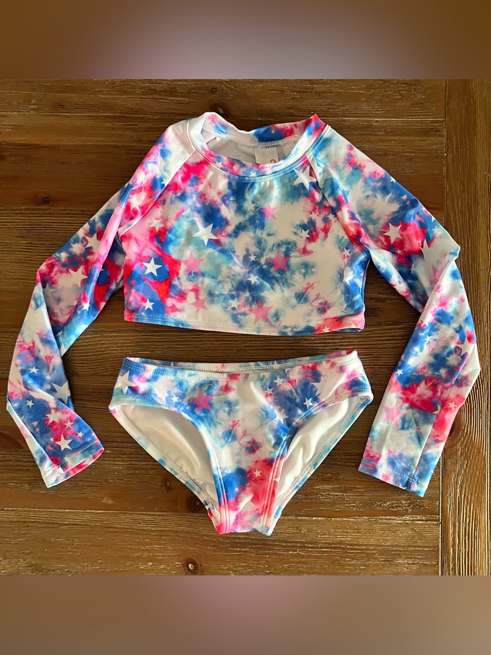 Cat & Jack - Girls 2 piece Rash Guard swimsuit - Red/White/Blue - XS (4/5)
